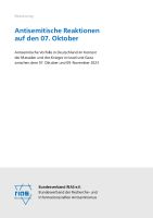 Antisemitische Reaktionen auf den 07. Oktober. Antisemitische Vorfälle in Deutschland im Kontext der Massaker und des Krieges in Israel und Gaza zwischen dem 07. Oktober und 09. November 2023