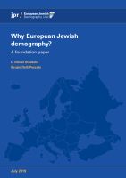 Why European Jewish Demography? A foundation paper